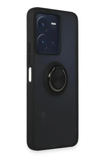 Newface Vivo Y35 Kılıf Montreal Yüzüklü Silikon Kapak - Siyah resmi