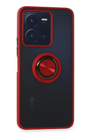 Newface Vivo Y35 Kılıf Montreal Yüzüklü Silikon Kapak - Kırmızı resmi