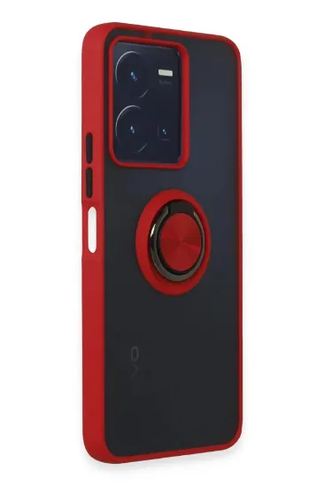 Newface Vivo Y35 Kılıf Montreal Yüzüklü Silikon Kapak - Kırmızı resmi