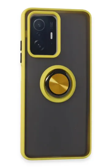Newface Xiaomi Mi 11T Pro Kılıf Montreal Yüzüklü Silikon Kapak - Sarı resmi