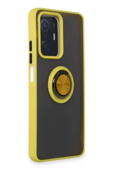 Newface Xiaomi Mi 11T Pro Kılıf Montreal Yüzüklü Silikon Kapak - Sarı resmi