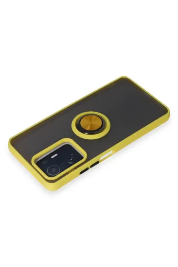 Newface Xiaomi Mi 11T Pro Kılıf Montreal Yüzüklü Silikon Kapak - Sarı resmi