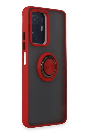 Newface Xiaomi Mi 11T Pro Kılıf Montreal Yüzüklü Silikon Kapak - Kırmızı resmi