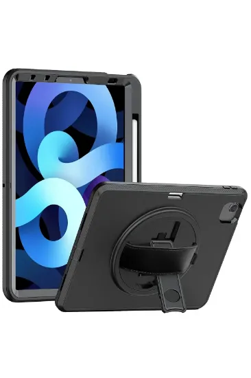 Newface iPad 2022 10.9 (10.nesil) Kılıf Hand Strap Tablet Kılıfı - Siyah resmi