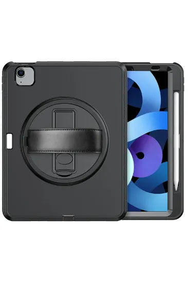 Newface iPad 2022 10.9 (10.nesil) Kılıf Hand Strap Tablet Kılıfı - Siyah resmi