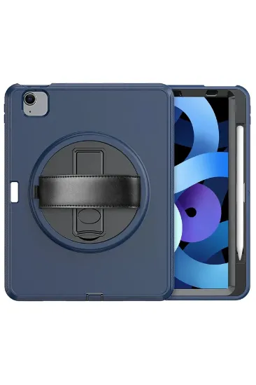 Newface iPad 2022 10.9 (10.nesil) Kılıf Hand Strap Tablet Kılıfı - Lacivert resmi