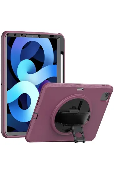 Newface iPad 2022 10.9 (10.nesil) Kılıf Hand Strap Tablet Kılıfı - Mürdüm resmi