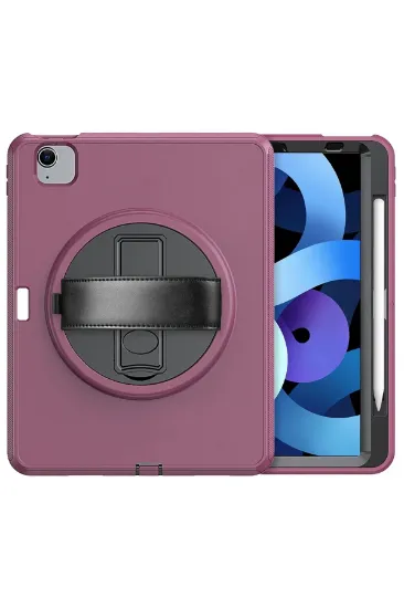 Newface iPad 2022 10.9 (10.nesil) Kılıf Hand Strap Tablet Kılıfı - Mürdüm resmi