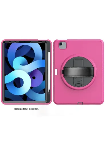 Newface iPad 2022 10.9 (10.nesil) Kılıf Hand Strap Tablet Kılıfı - Pembe resmi
