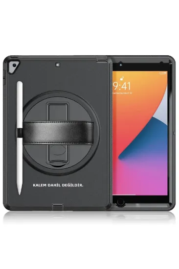 Newface iPad 10.2 (7.nesil) Kılıf Hand Strap Tablet Kılıfı - Siyah resmi