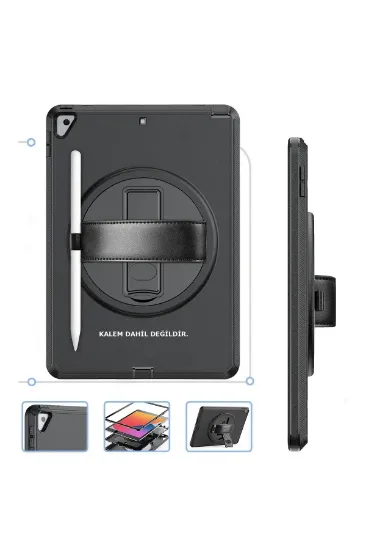 Newface iPad 10.2 (7.nesil) Kılıf Hand Strap Tablet Kılıfı - Siyah resmi