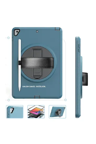 Newface iPad 10.2 (7.nesil) Kılıf Hand Strap Tablet Kılıfı - Turkuaz resmi