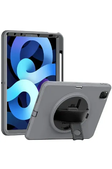 Newface iPad Pro 11 (2018) Kılıf Hand Strap Tablet Kılıfı - Gri resmi