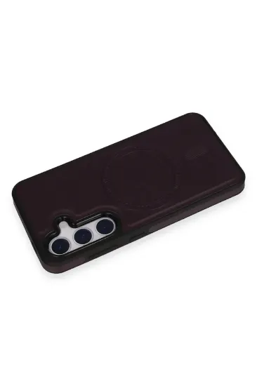 Newface Samsung Galaxy S24 Kılıf Ozzi Magsafe Deri Kapak - Derin Mor resmi