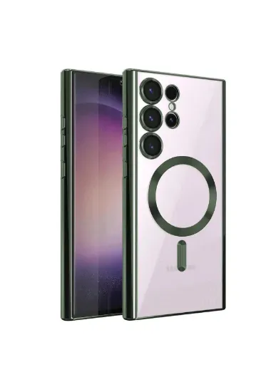 Newface Samsung Galaxy S22 Ultra Kılıf Kross Magneticsafe Kapak - Koyu Yeşil resmi