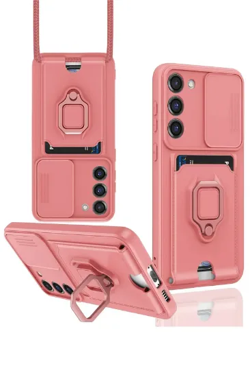 Newface Samsung Galaxy S24 Plus Kılıf Zuma Kartvizitli Yüzüklü Silikon - Pembe resmi