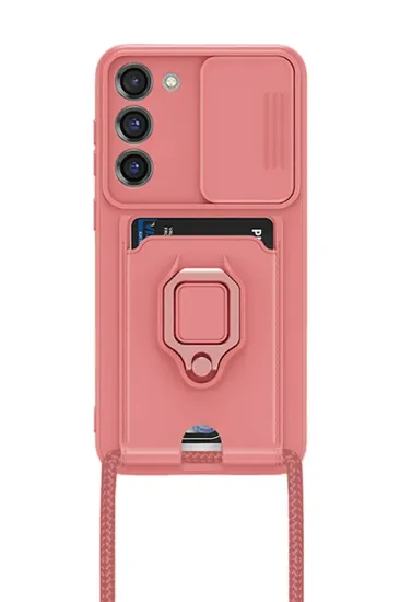 Newface Samsung Galaxy S24 Plus Kılıf Zuma Kartvizitli Yüzüklü Silikon - Pembe resmi