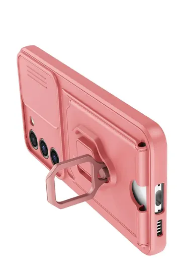 Newface Samsung Galaxy S24 Plus Kılıf Zuma Kartvizitli Yüzüklü Silikon - Pembe resmi