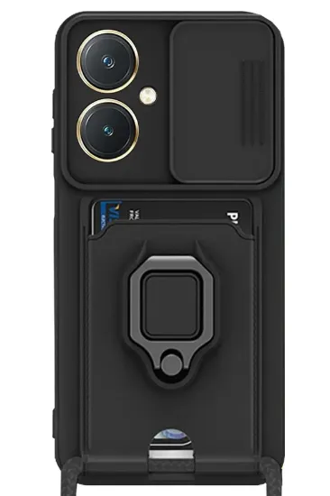 Newface Vivo Y27 Kılıf Zuma Kartvizitli Yüzüklü Silikon - Siyah resmi
