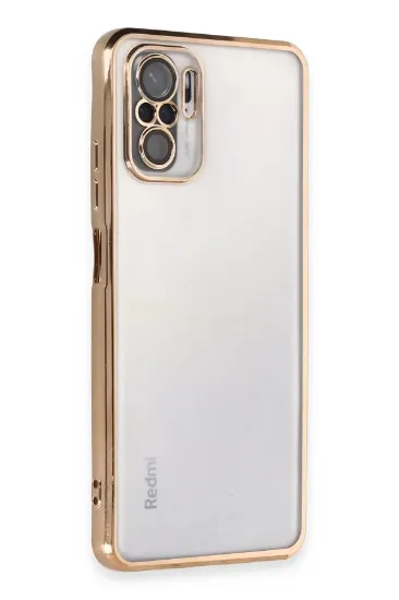 Newface Xiaomi Redmi Note 10 Kılıf Razer Lensli Silikon - Gold resmi