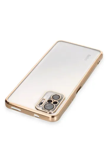 Newface Xiaomi Redmi Note 10 Kılıf Razer Lensli Silikon - Gold resmi