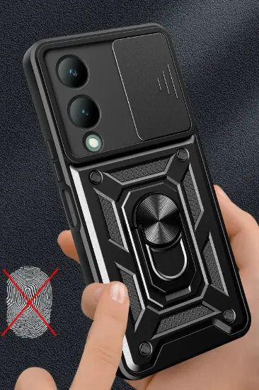Newface Vivo Y17S Kılıf Pars Lens Yüzüklü Silikon - Yeşil resmi
