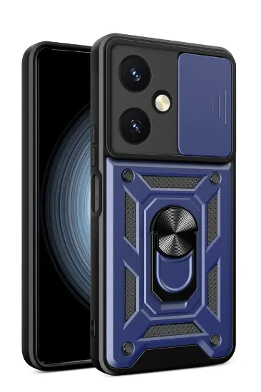 Newface Vivo Y27 Kılıf Pars Lens Yüzüklü Silikon - Lacivert resmi