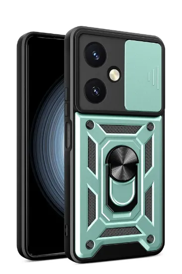 Newface Vivo Y27 Kılıf Pars Lens Yüzüklü Silikon - Yeşil resmi