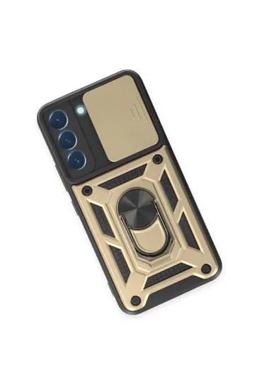 Newface Samsung Galaxy S24 Kılıf Pars Lens Yüzüklü Silikon - Gold resmi