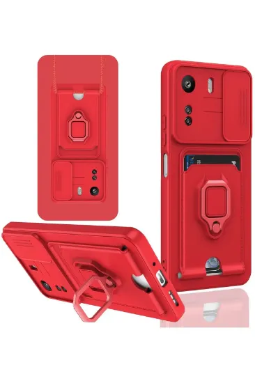 Newface Xiaomi Redmi 13C Kılıf Zuma Kartvizitli Yüzüklü Silikon - Kırmızı resmi