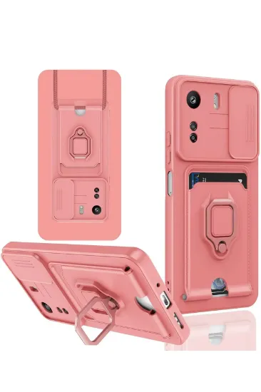 Newface Xiaomi Redmi 13C Kılıf Zuma Kartvizitli Yüzüklü Silikon - Pembe resmi