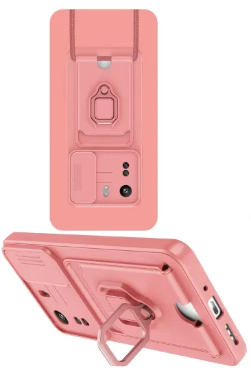 Newface Xiaomi Redmi 13C Kılıf Zuma Kartvizitli Yüzüklü Silikon - Pembe resmi