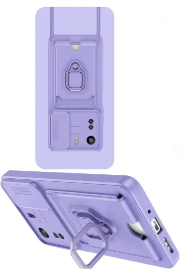 Newface Xiaomi Redmi 13C Kılıf Zuma Kartvizitli Yüzüklü Silikon - Lila resmi