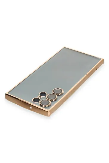 Newface Samsung Galaxy S22 Ultra Kılıf Razer Lensli Silikon - Gold resmi