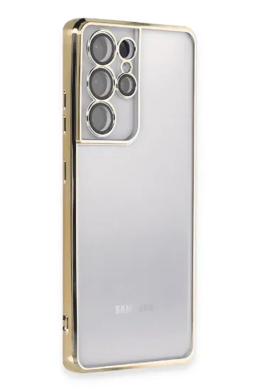 Newface Samsung Galaxy S21 Ultra Kılıf Razer Lensli Silikon - Gold resmi