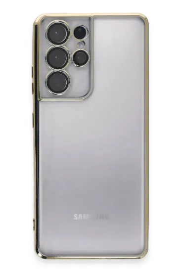 Newface Samsung Galaxy S21 Ultra Kılıf Razer Lensli Silikon - Gold resmi