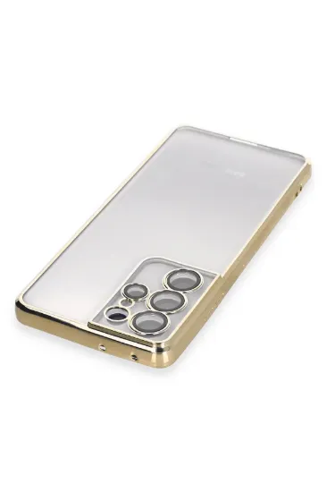 Newface Samsung Galaxy S21 Ultra Kılıf Razer Lensli Silikon - Gold resmi