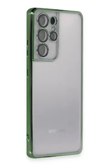 Newface Samsung Galaxy S21 Ultra Kılıf Razer Lensli Silikon - Yeşil resmi