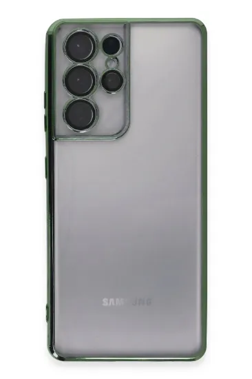 Newface Samsung Galaxy S21 Ultra Kılıf Razer Lensli Silikon - Yeşil resmi