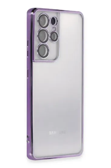 Newface Samsung Galaxy S21 Ultra Kılıf Razer Lensli Silikon - Mor resmi