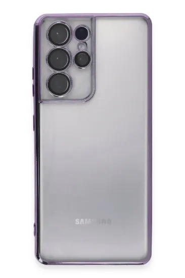 Newface Samsung Galaxy S21 Ultra Kılıf Razer Lensli Silikon - Mor resmi