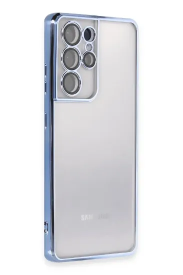 Newface Samsung Galaxy S21 Ultra Kılıf Razer Lensli Silikon - Açık Mavi resmi