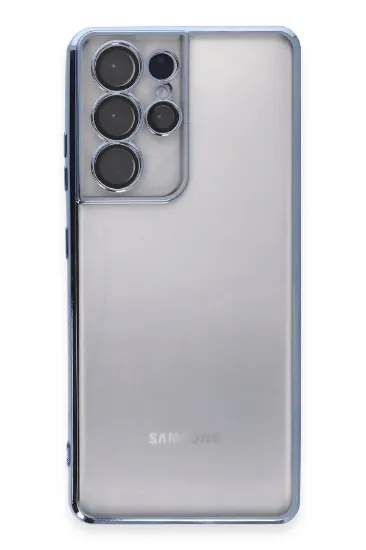 Newface Samsung Galaxy S21 Ultra Kılıf Razer Lensli Silikon - Açık Mavi resmi