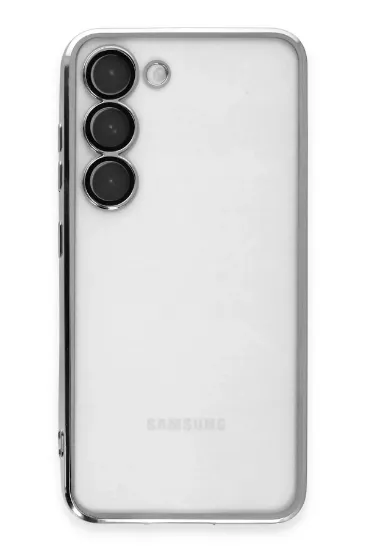 Newface Samsung Galaxy S23 Kılıf Razer Lensli Silikon - Gümüş resmi