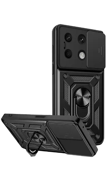 Newface Xiaomi Redmi Note 13 4G Kılıf Pars Lens Yüzüklü Silikon - Siyah resmi