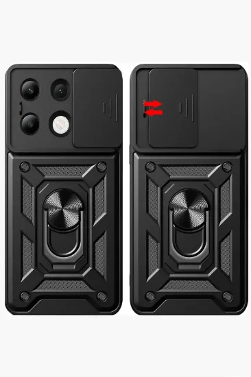 Newface Xiaomi Redmi Note 13 4G Kılıf Pars Lens Yüzüklü Silikon - Lacivert resmi
