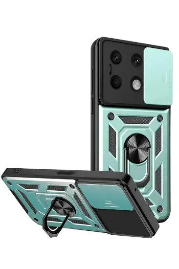 Newface Xiaomi Redmi Note 13 4G Kılıf Pars Lens Yüzüklü Silikon - Yeşil resmi