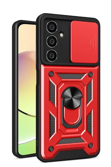 Newface Samsung Galaxy A25 5G Kılıf Pars Lens Yüzüklü Silikon - Kırmızı resmi