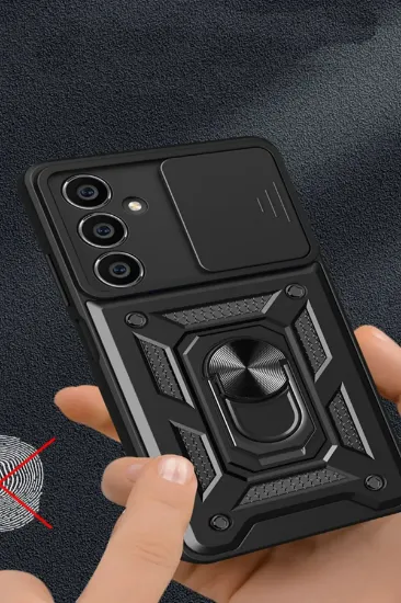 Newface Samsung Galaxy A35 5G Kılıf Pars Lens Yüzüklü Silikon - Lacivert resmi