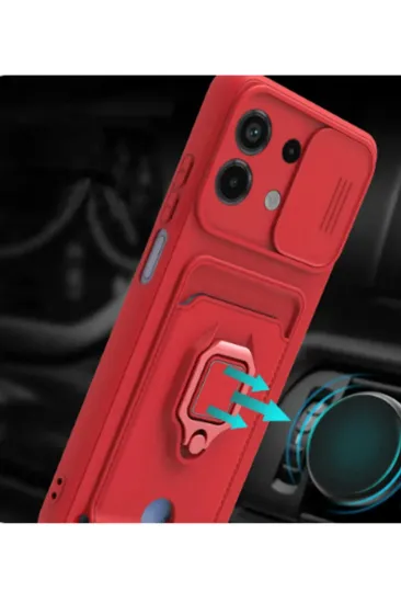 Newface Xiaomi Redmi Note 13 4G Kılıf Zuma Kartvizitli Yüzüklü Silikon - Siyah resmi